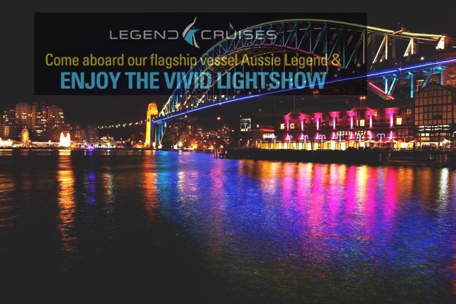 Vivid lights around Circular Quay and Sydney Harbour